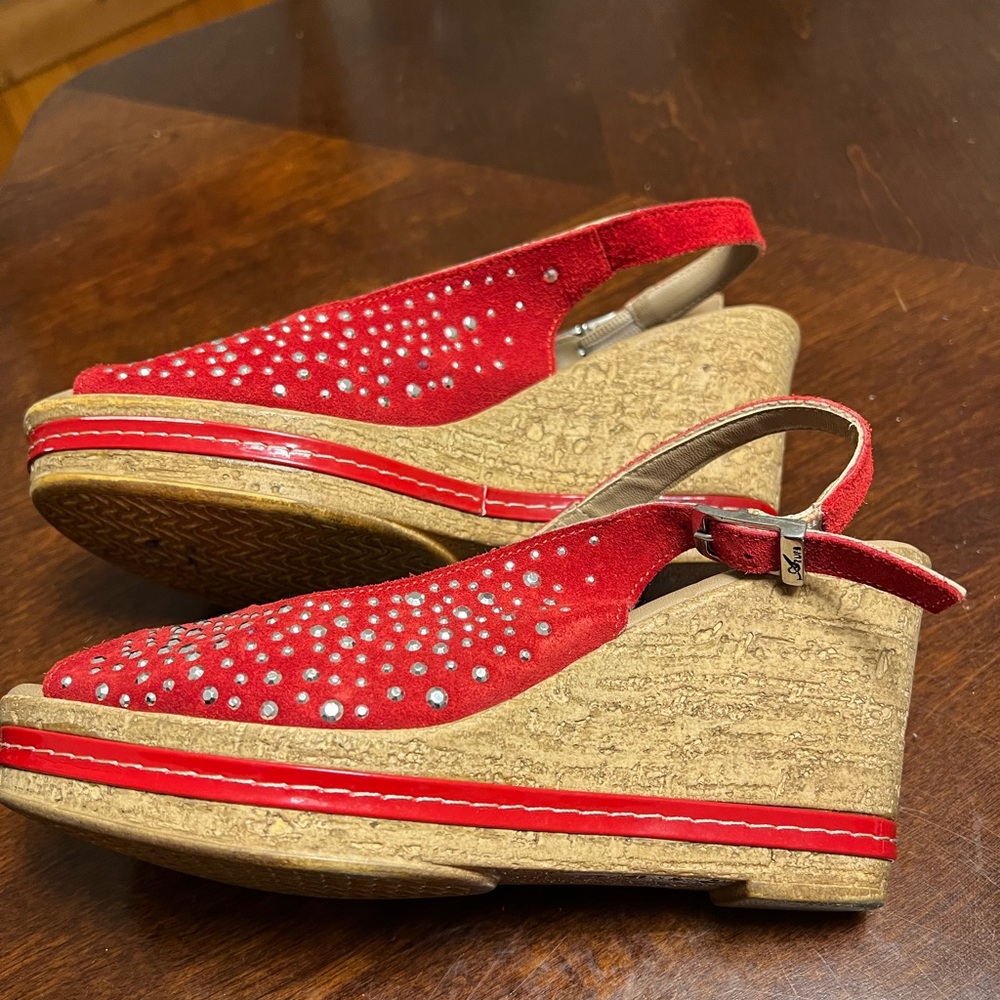 Women’s red wedge heels Azura made in Italy